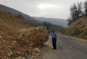 سنگی که در جاده اصلی چرام _یاسوج جا خوش کرد/فرماندار و راهداری وحمل ونقل جاده ای چرام پاسخ دهند